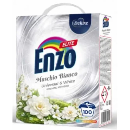Пральний порошок Enzo Elite для білої білизни з ароматом білого мускусу, 100 стирок, 5,5 к